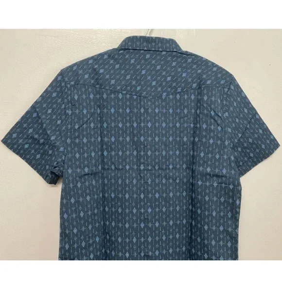 Flag & Anthem Men’s Western Shirt Plaid Snap Button Up Shirt Blue Navy Medium M - Picture 6 of 11